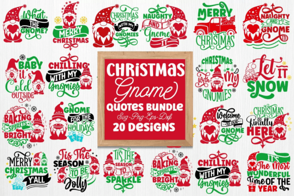 Christmas Gnomes SVG Bundle for Crafts and Graphics