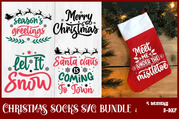 Christmas Socks SVG Bundle for Crafts and Graphics