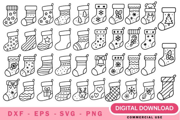 Christmas Stocking SVG Bundle: A Graphic Design Asset for Holiday Illustrations