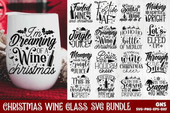 Christmas Wine Glass SVG Bundle for Crafts and Graphics