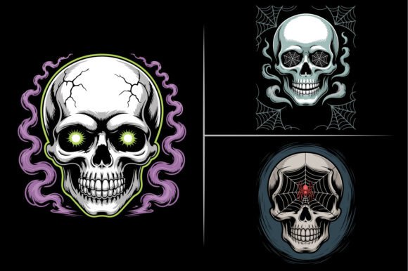 Dark Pastel Skull Horror Vector Design for Crafting