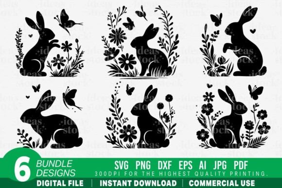 Easter Bunny Floral SVG Bundle Set for Crafts and Graphics