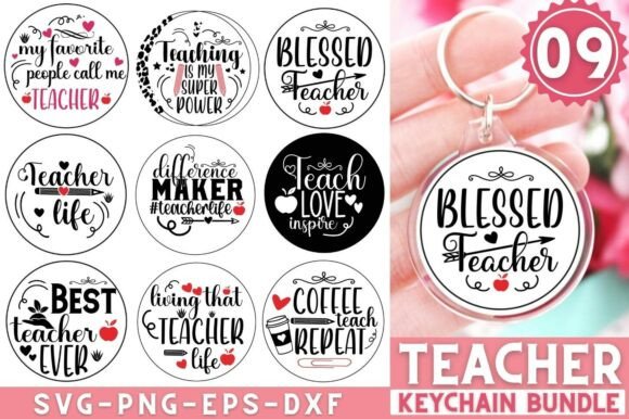 Teacher Keychain Quotes SVG Bundle for Crafts and Graphics