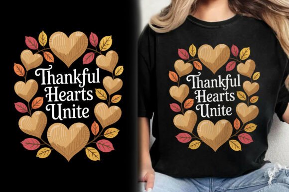Thankful Hearts Unite Thanksgiving Shirt Graphics