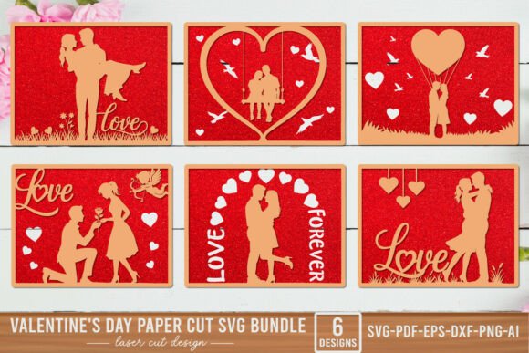Valentine’s Day Paper Cut SVG Bundle for Crafts and Graphics